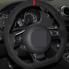 Чехол рулевого колеса автомобиля черная натуральная кожа замша для Audi A3 S3 (8P) Sportback 2008-2012 R8 TT TTS (8J) 2006-2014