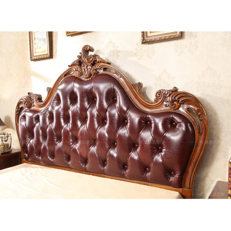 Кровать ОБИТАЯ натуральной кожей твердой древесины 1 8 м кровать king size WA625|Кровати|