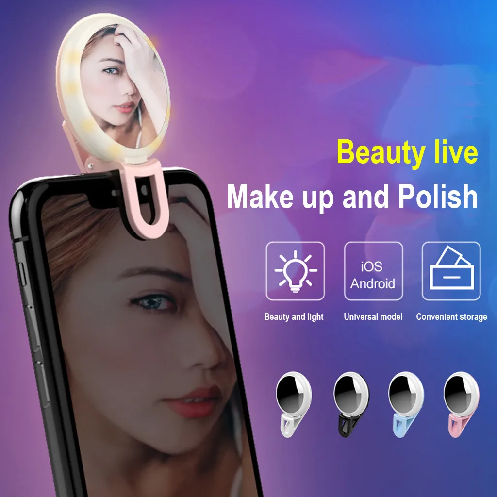 Зеркало для макияжа бриллиантовая Кольцевая вспышка линза лампа красоты