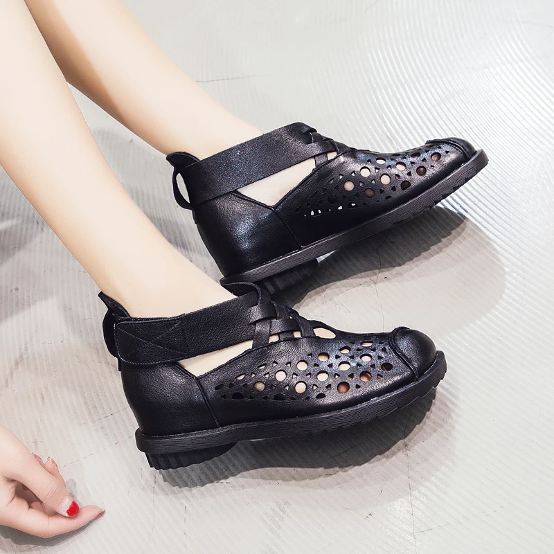 Женские ботинки ручной работы GKTINOO летние повседневные ботильоны из натуральной