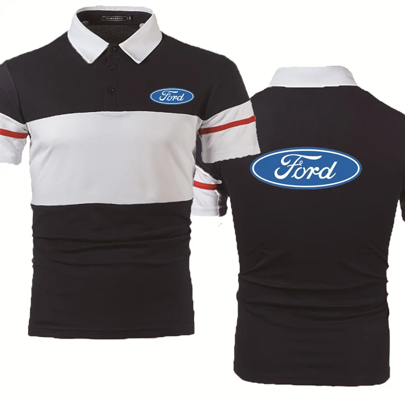 

Casual Trend Summer Men's POLO shirt Ford Car Logo printing Cotton High Quality Splicing Men's Short Sleeve