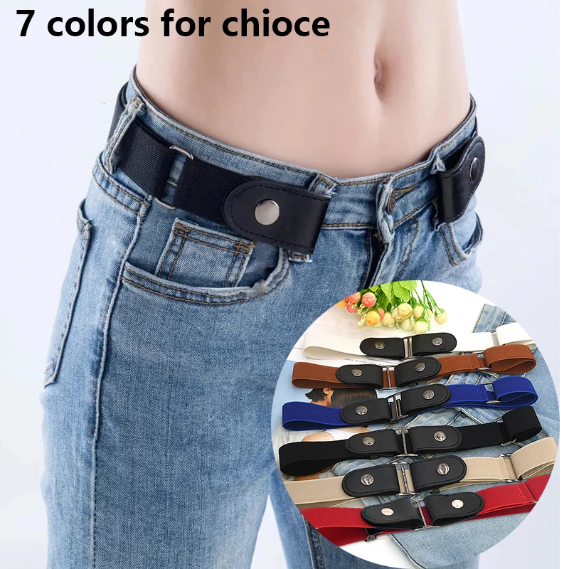 

2021 hot men's and women's invisible belt without buckle seamless lazy belt wild elastic elastic jeans belt decoration ins wind