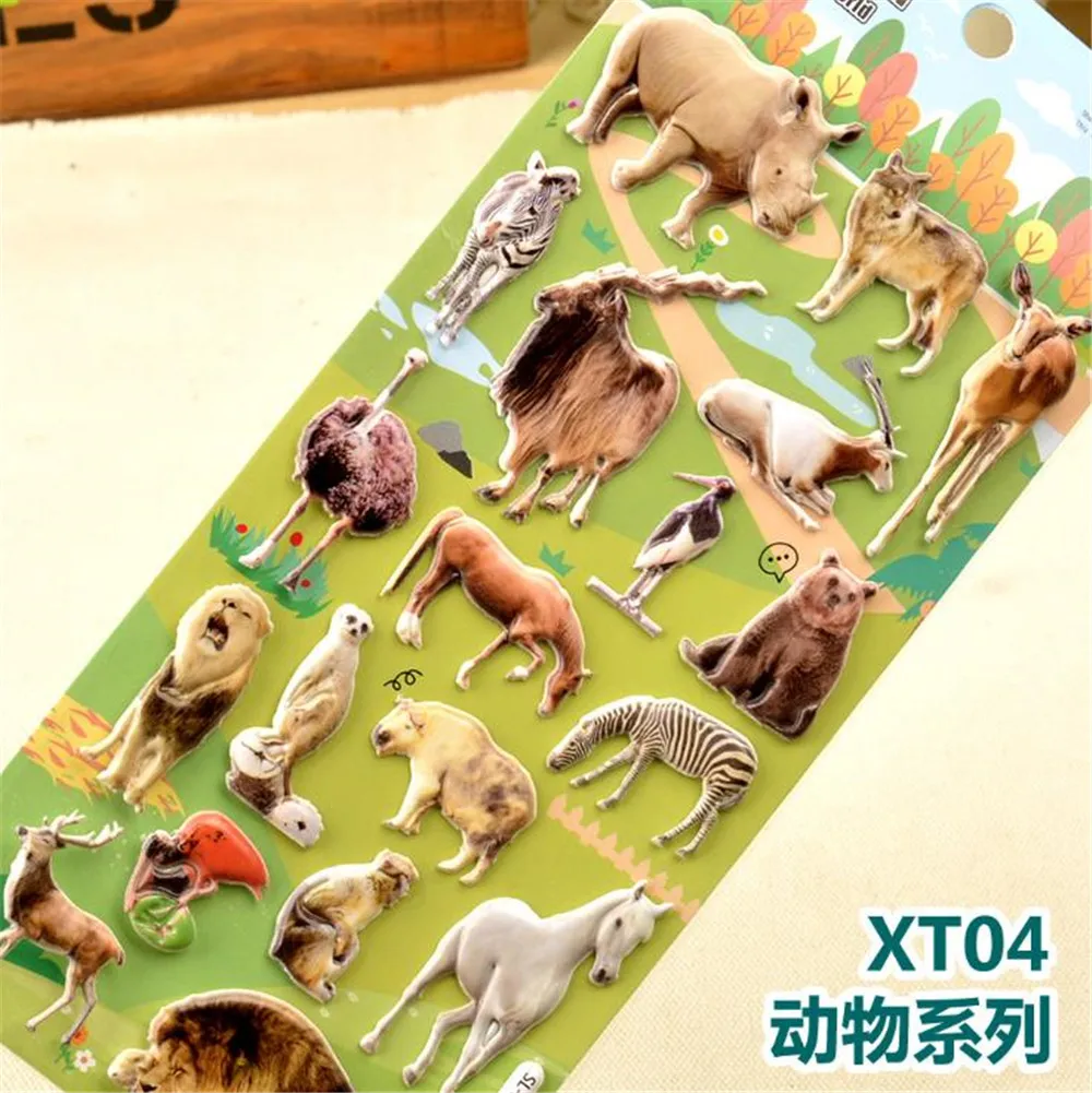 

1pcs 3D Animals Stickers Toys For Children Animals Tiger Lion Dinosaur Sticker Cartoon Child stamp