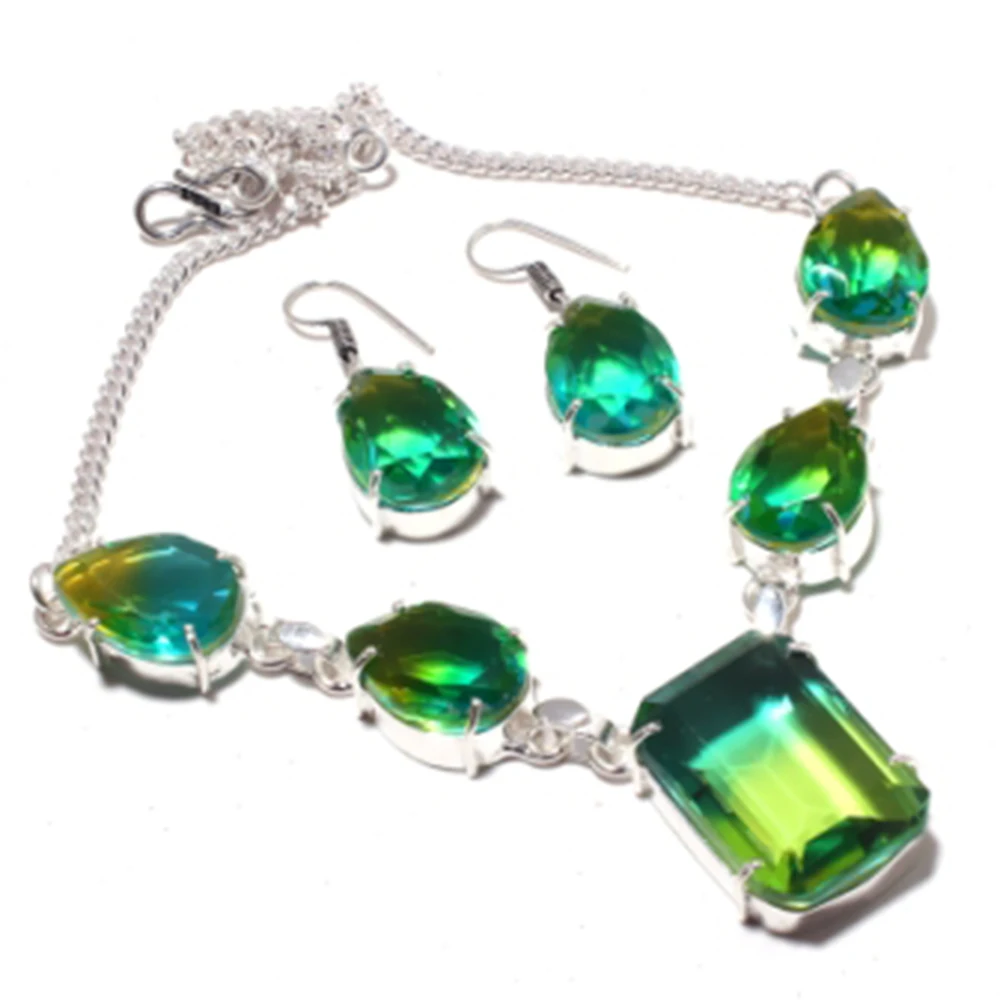 

Bi-Color Necklace + Jewelry Set Silver Overlay over Copper , 45.9 cm, N4376