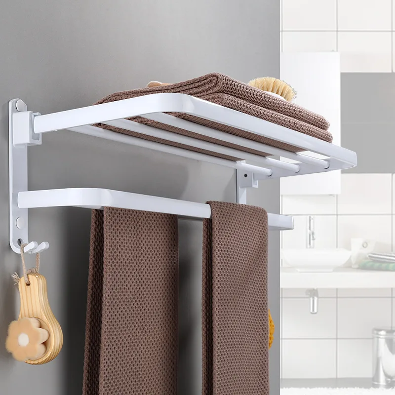 Складная вешалка для полотенец ванной алюминиевый белый держатель |