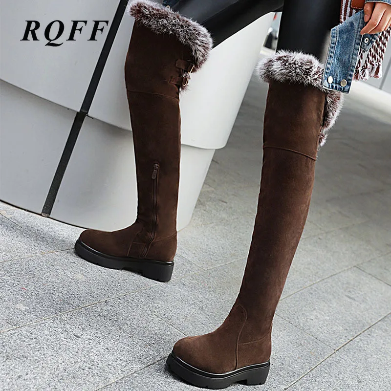 Женские ботфорты на среднем каблуке зимние черные или коричневые сапоги из