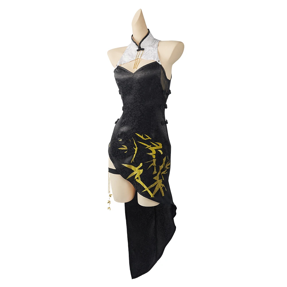 

Arknights Ambience Synesthesia FEatet Cosplay Costume Black Cheongsam Dress Cape Outfits Halloween Carnival Suit
