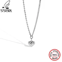 ssteel sterling silver 925 pendant and necklace gift for women bead chains heart necklaces minimalist fine accessories jewelry