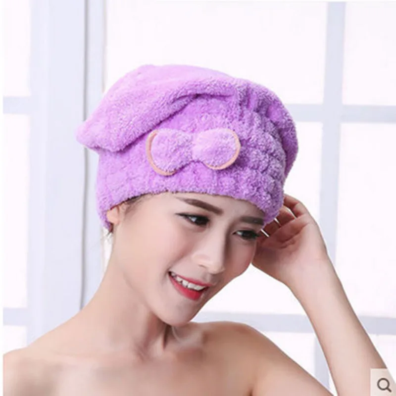 4 Colors Microfiber Solid Quickly Dry Hair Hat Womens Girls Ladies Cap Bath Accessories Drying Towel Head Wrap | Дом и сад