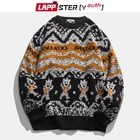 LAPPSTER-Молодежные мужские кавайные вязаные свитера в стиле Харадзюку 2022 мужские бриллиантовые полосатые пуловеры мужские винтажные корейские свитера