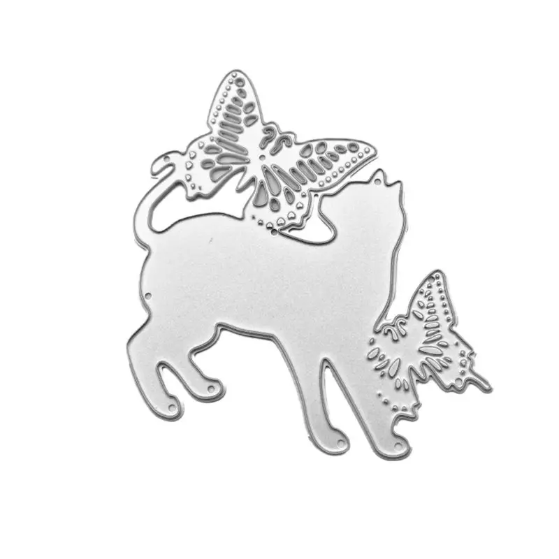 Бабочка кошка металлический Трафаретный вырубной штамп Скрапбукинг Сделай Сам