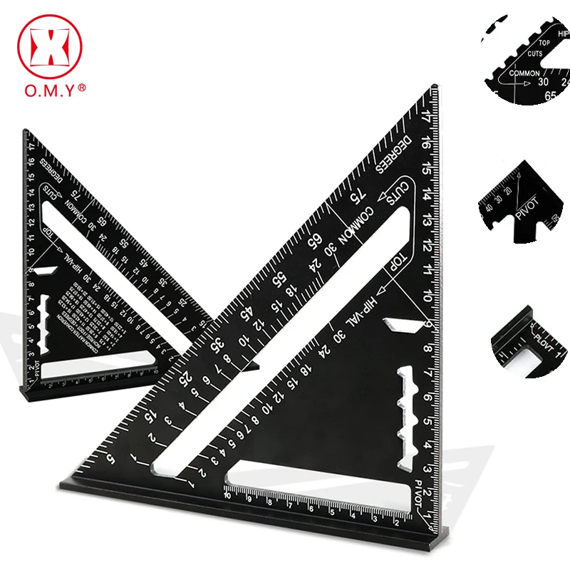 

Angle Ruler 7/12 inch Metric Aluminum Alloy Triangular Measuring Ruler Woodwork Speed Square Triangle Angle Protractor Measuring