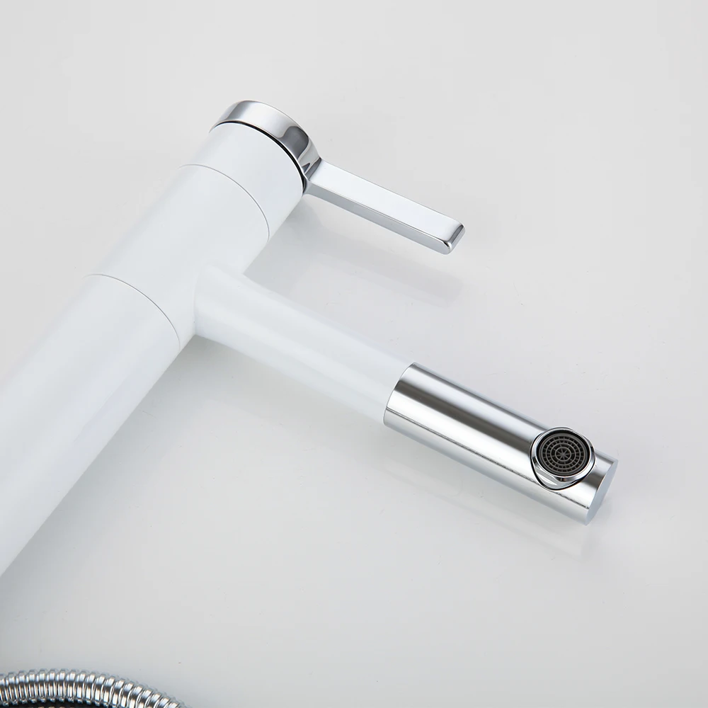 Оптовая и розничная продажа белый спрей кран для раковины ванной комнаты медный