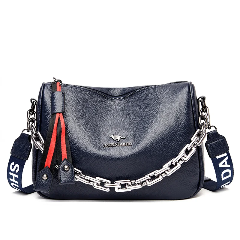 

Сумки для женщин, 2021 коровья кожа, цепочка, широкий плечевой ремень, женская сумка-мессенджер, сумки через плечо, кошельки и сумки