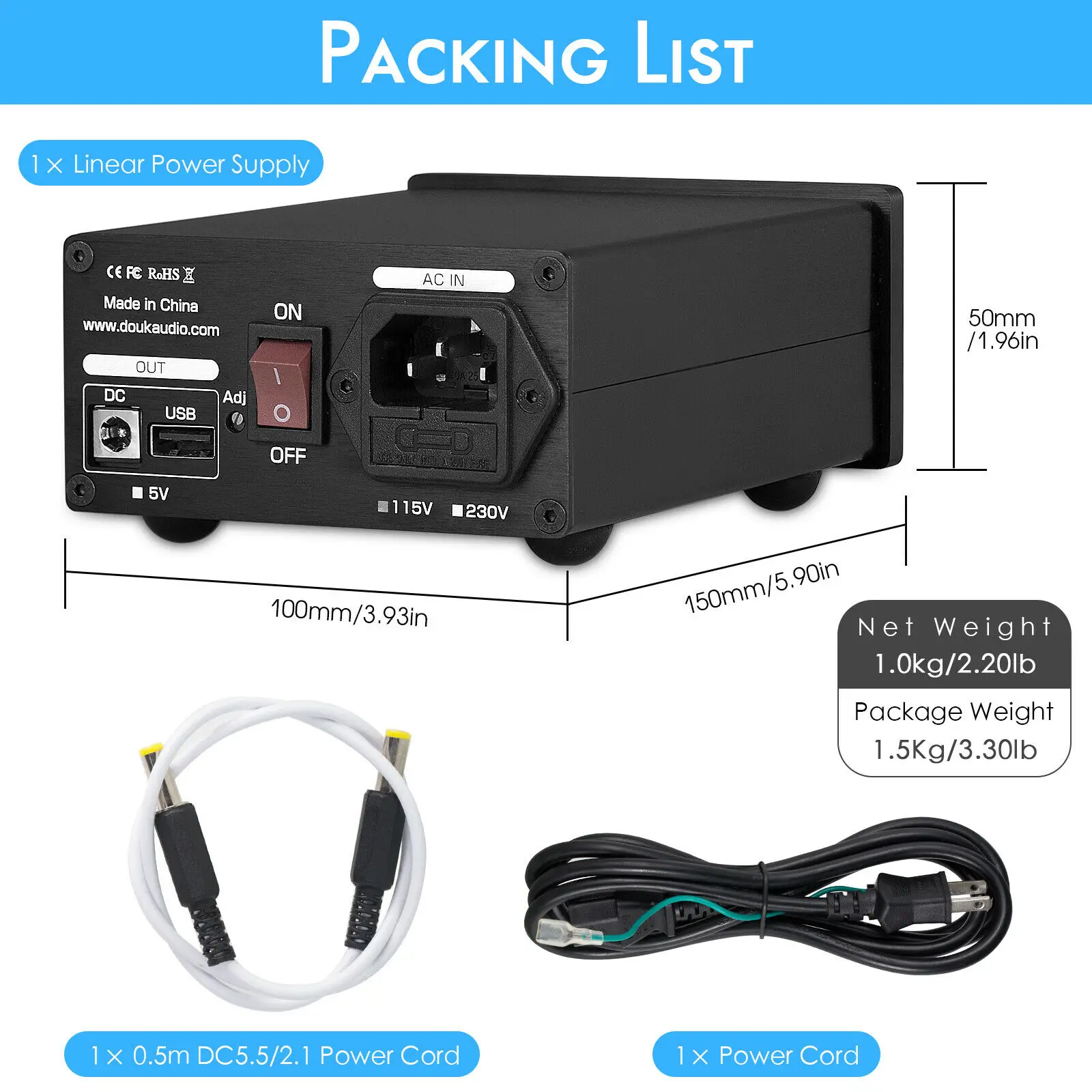 Douk Audio LPS-25-USB Hi-end 25W DC5V/3.5A USB линейный блок питания с низким уровнем шума для аудио DAC