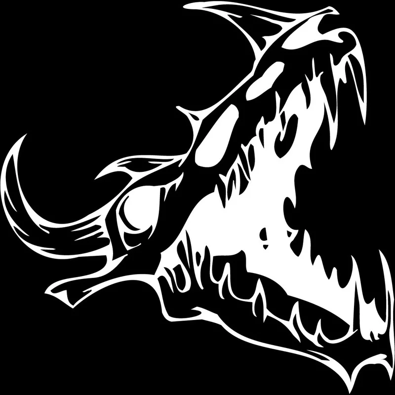 

Vicious Big Mouth Dragon Skull Car Decal Car Window Decoration Personality PVC Waterproof Decal Black/White, 20cm*20cm