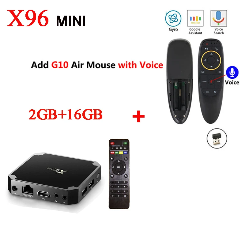 X96 мини-приставка Android 7,1 коробка Android Amlogic S905W четырехъядерный ARM Cortex A53 2GHz WIFI2.4G HDMI2.0 4K медиаплеер - Цвет: 2GB 16GB G10s