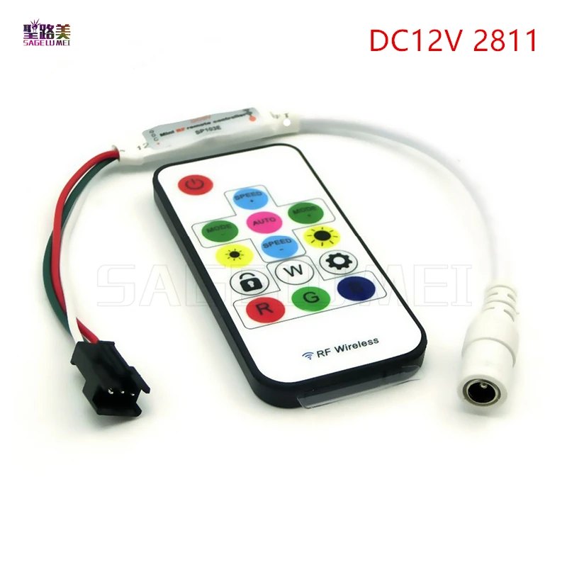 SP103E DC5V WS2812B DC12V 2811 WS2801Mini цифровой RGB контроллер светодиодной ленты 14 кнопок RF
