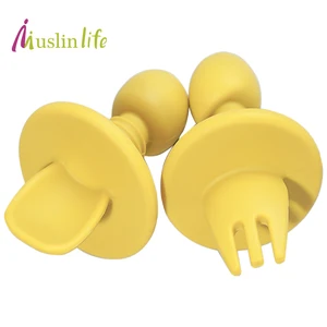 2 шт.лот, набор силиконовых ложек и вилок для кормления детей, пищевой набор, аксессуары для новорожденных