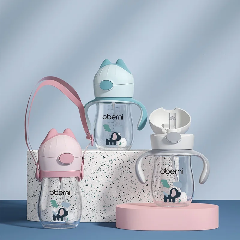 

300ml Baby Water Bottle Children Cartoon Animal Drinking Bottle with Shoulder StrapBaby Products Feeding