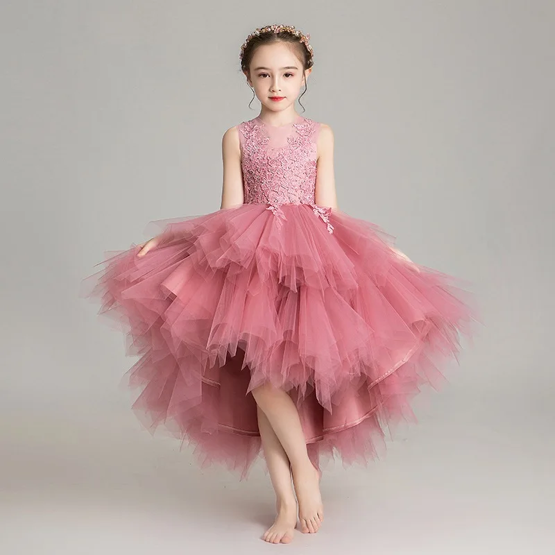 

Teen Kids Dress Flower Lace Birthday Prom Gowns Pageant Dresses Girl Party Kid Evening Bridesmaid Princess cake Dress for Girls