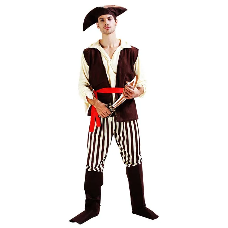 Cool Men Pirate Costume Cosplay Carnival Party Purim Halloween Adult Stage Performance Role Play Christmas | Тематическая одежда и