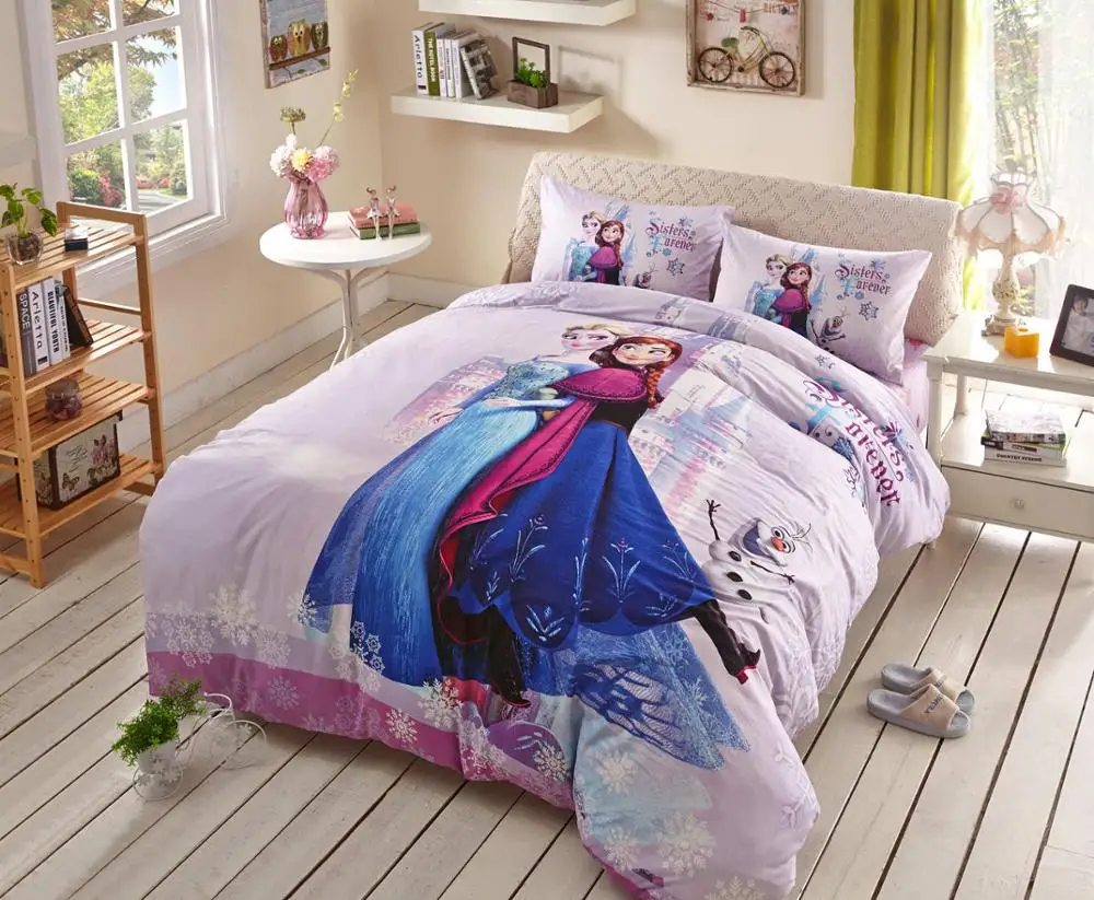 

Elsa and Anna Princess duvet cover set Single for kids bedding twin size coverlets cotton queen king bed set 3 pcs girls Couple