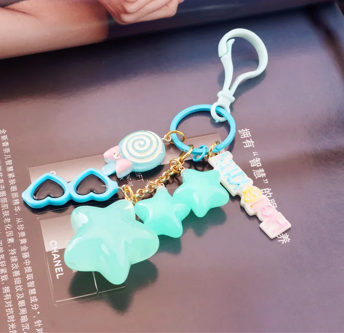 Желе Цвет акриловый брелок звезда с принтом леденца стеклянный подвесной милый