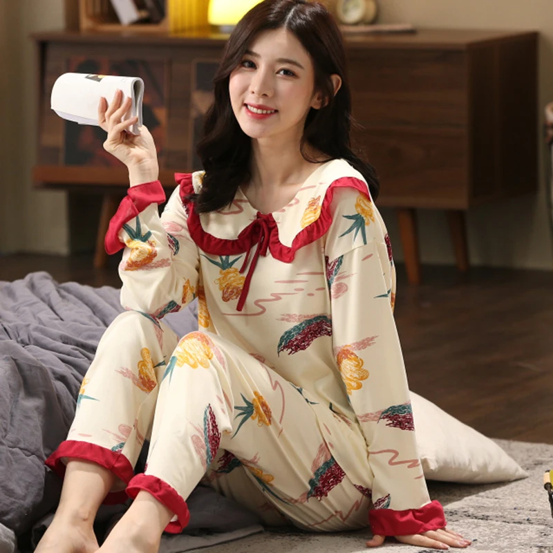 

Пижама Оптом комплекты 2020 осенний стиль тонкий принт поколение Женская длинная одежда для сна домашний женский подарок женский пижамный ко...