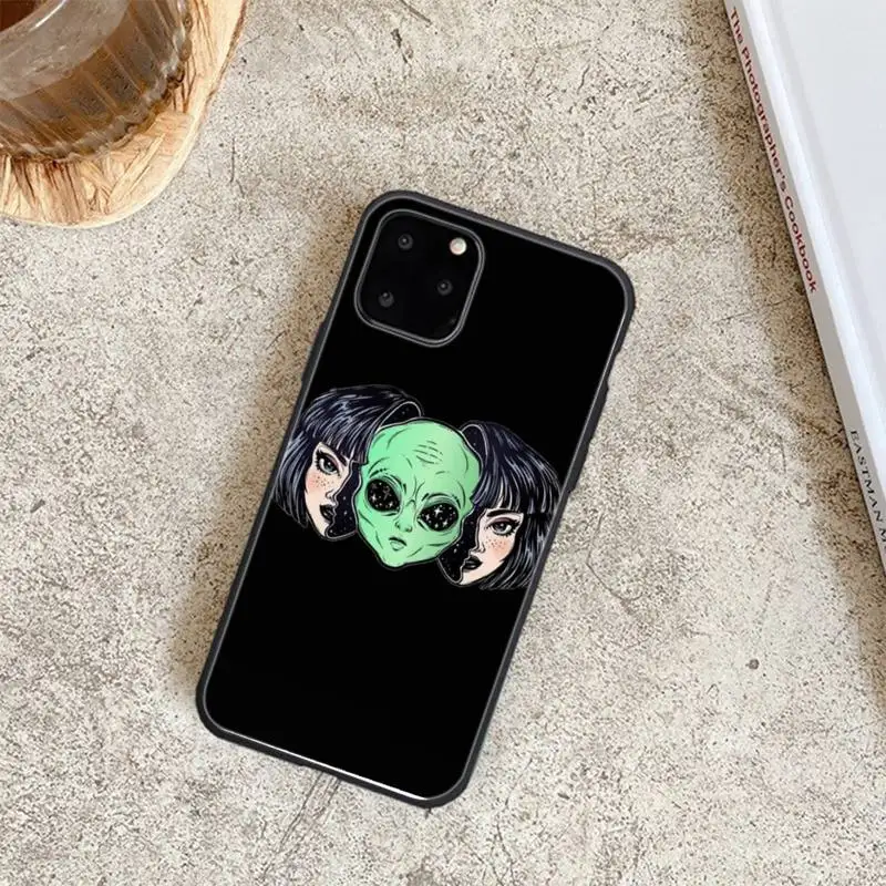 

Cartoon Alien Space Black Soft Phone Cases For Iphone 6 6s 7 8 Plus XR X XS XSmax 11 12 Pro Mini Max