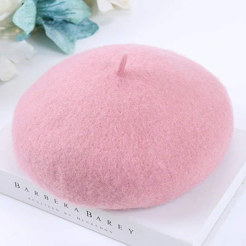 

2021 Autumn Winter New Beret Korean Version Wild Retro Hat Breathable Pumpkin Hat Wool Thickening Painter Hat Female Boina