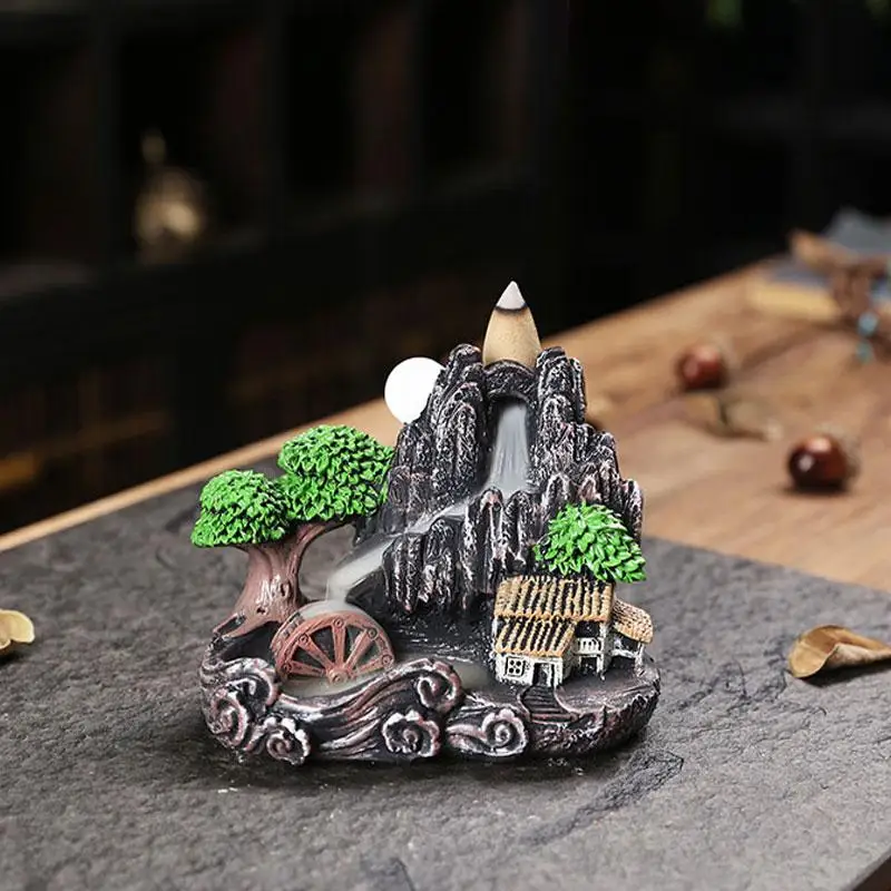 

Small Ornaments Creative Purple Sand Mountain Flowing Water Backflow Incense Burner Living Room Bedroom Landscape Decor Ornament