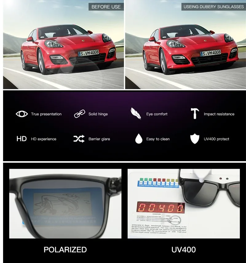 Солнцезащитные очки DUBERY мужские поляризационные для вождения недорогие