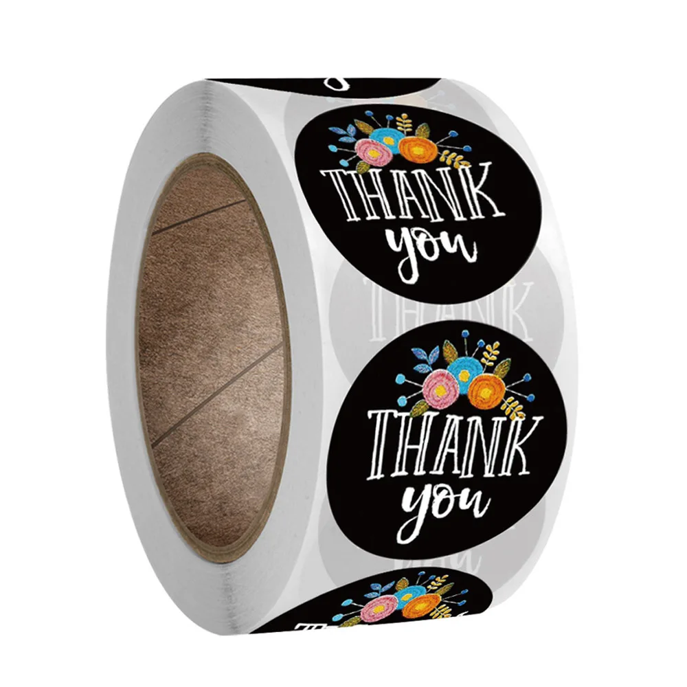 

50-500pcs Round Floral Thank You Stickers Scrapbooking For Package Seal Labels Custom Sticker Decoration Wedding Sticker