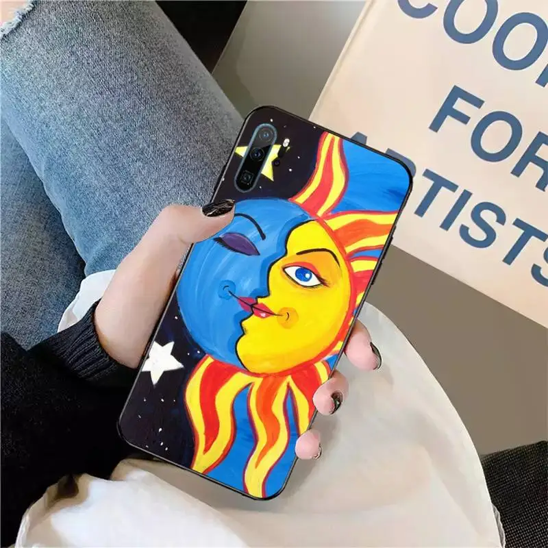 

Funny Sun Moon Face Phone Case For Huawei honor Mate P 9 10 20 30 40 Pro 10i 7 8 a x Lite nova 5t