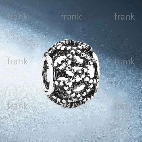 

790978 Openwork Beaded Weave Cage Silver Charm