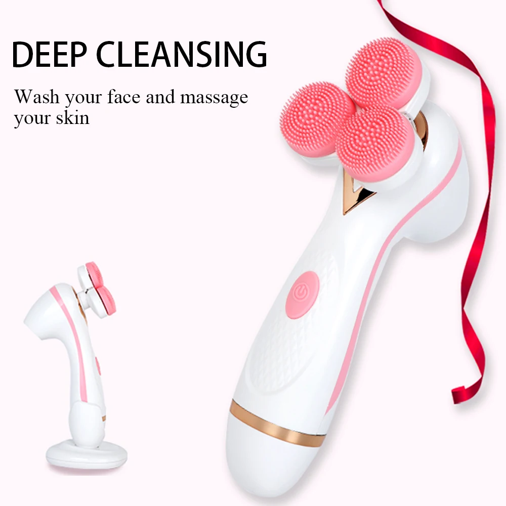 

Sonic Silicone Face Brush Waterproof Design Skin Cleanser Spin Brush Set Tool For Remove Acne Portable Deep Facial Cleansing