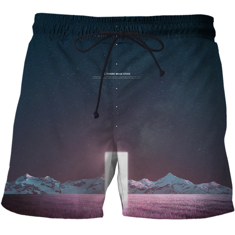Summer Funny starry sky 3D Print Beach Pants Fashion Fitness Leisure Quick-Dry Bermuda Running Shorts Surfing Swimwear Swimsuits