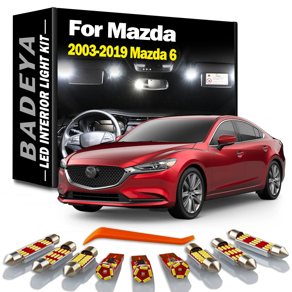 BADEYA Canbus Car Accessories No Error LED Interior Light Kit For 2003-2018 2019 Mazda 6 Reading Map Dome License Plate Lamp