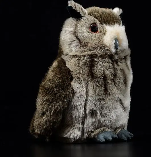 Реалистичная игрушка Bubo bubo Сова птица плюшевая около 22x14 см коричневая мягкая