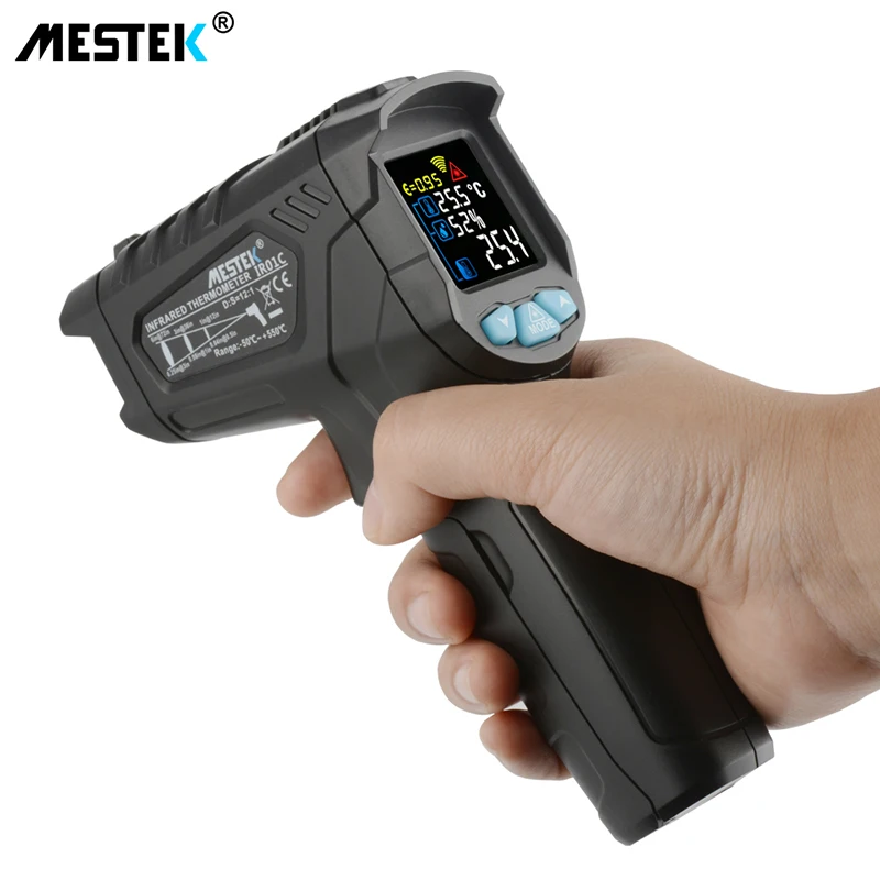 MESTEK инфракрасный термометр-50~ 800C цифровой измеритель влажности гигрометр 12 точечный температурный тест области ИК лазерный термометр