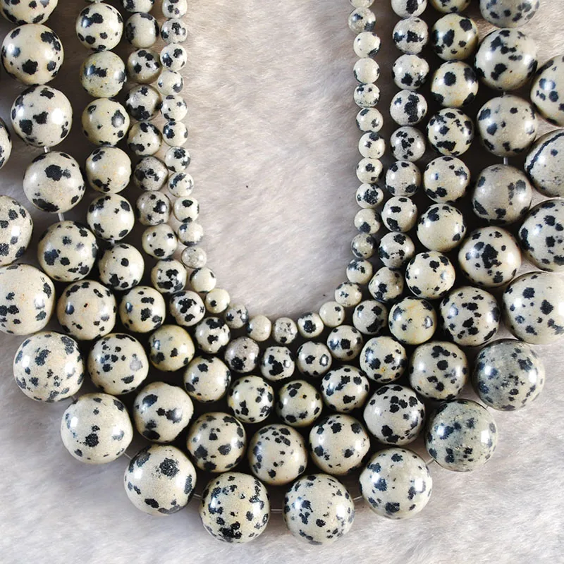 

Natural Dalmation Jasper Round Stone Loose Beads For Jewelry Making Diy Bracelet Necklace 4 6 8 10 12mm