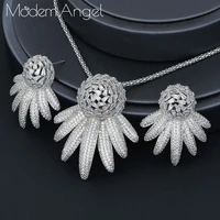 modemangel trendy wedding necklace earrings for women accessories full cubic zirconia bridal jewelry sets