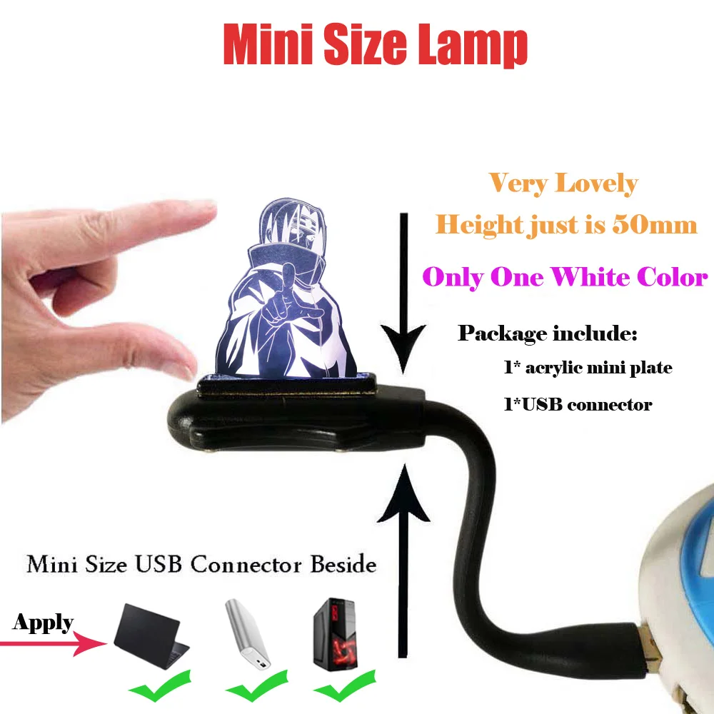 naruto COOL Boy Naruto Sasuke 3D USB Child current Desk Table lamp cartooncomic figure Night Light kid baby sleep bedroom Decor gifts - Испускаемый цвет: naruto