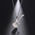 Ожерелье в форме гитары, чокер, из нержавеющей стали, с подвеской