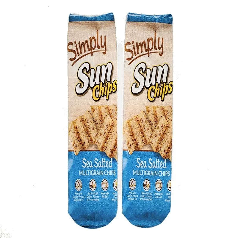 

Funny Unisex 3D Printing Potato Chips Ankle Socks Creative Life Cute Socks Food Hamburg Printed Casual Calf Socks for Women