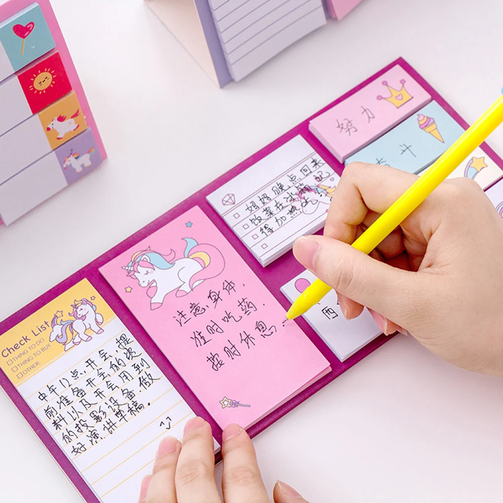 Блокнот с милым мультяшным единорогом блокнот клейкая бумага корейские