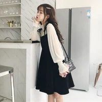spring 2020 new spring age reducing slimming two piece western style hipster student dungaree dress suit female lolita dress