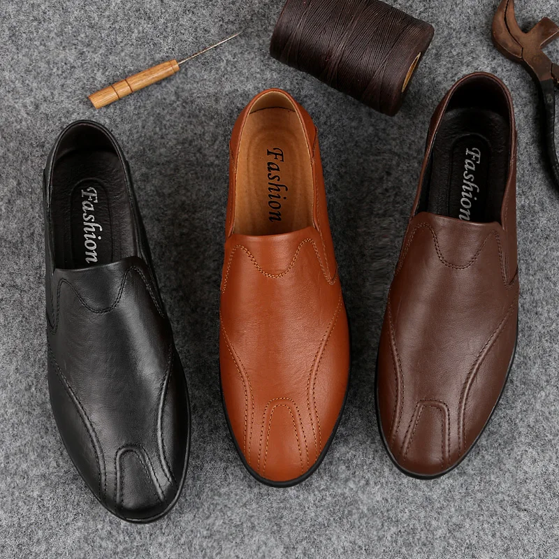 

Men's Loafers Flat Casual Shoes Breathable Slip-On Soft Leather Driving Shoes men Moccasins outdoor fashion Hombre Men Shoes