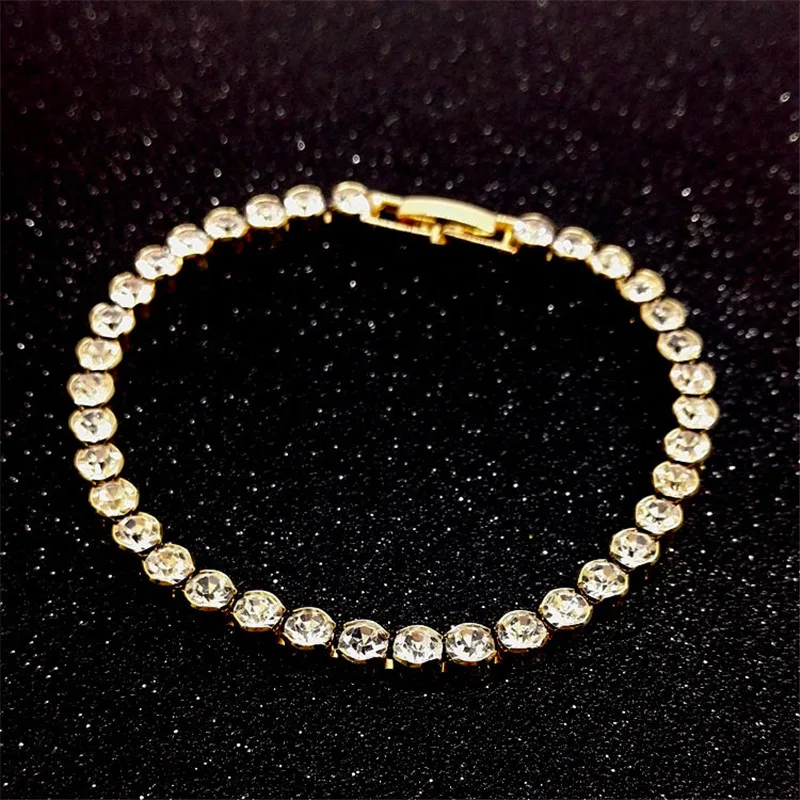 Модный хрустальный Теннисный браслет с циркониевыми бусинами цепочка браслеты